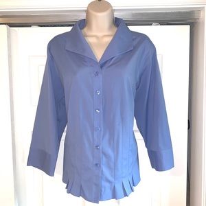 TALBOTS Wrinkle Resistant blue DRESS SHIRT LP